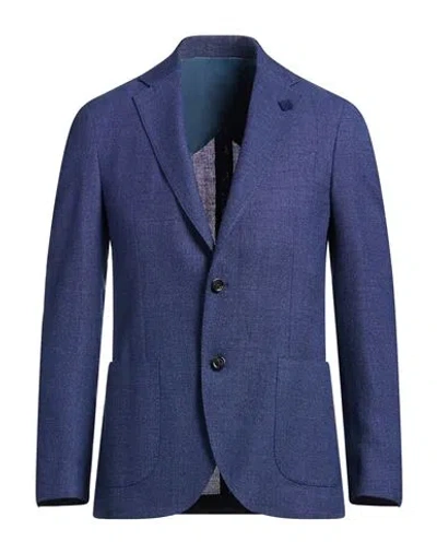 Lardini Man Blazer Navy Size 44 Wool, Linen, Silk