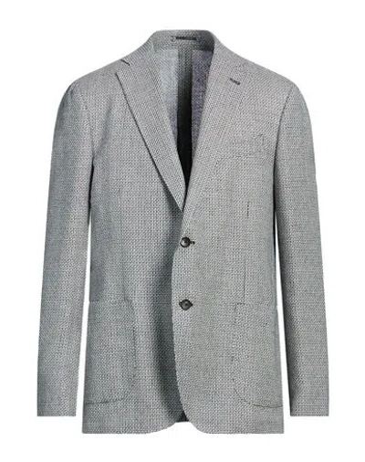 Lardini Man Blazer Navy Size 44 Wool, Linen, Silk In Gray