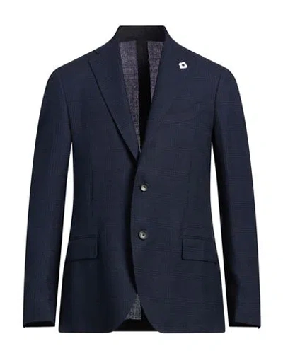 Lardini Man Blazer Navy Size 44 Wool, Silk