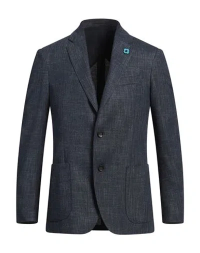 Lardini Man Blazer Navy Size 46 Viscose, Polyester, Linen, Wool