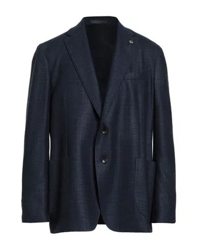 Lardini Man Blazer Navy Size 46 Wool, Silk In Blue