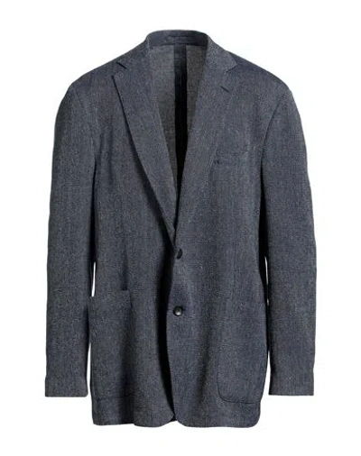 Lardini Man Blazer Navy Size 50 Wool, Linen In Blue
