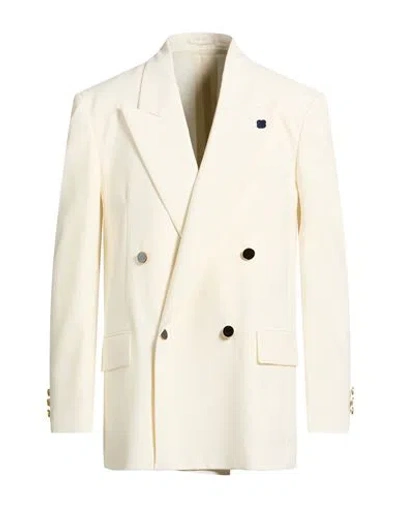 Lardini Man Blazer Off White Size 40 Polyester, Wool, Elastane In Neutral