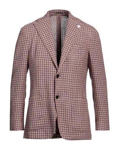 Lardini Man Blazer Pink Size 38 Linen, Silk, Wool, Cotton In Brown