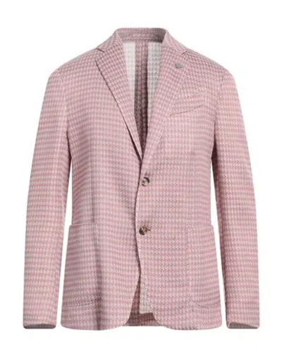Lardini Man Blazer Pink Size 44 Polyester, Cotton, Linen