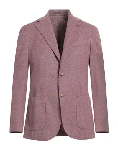 Lardini Man Blazer Purple Size 40 Cotton, Silk, Wool, Linen