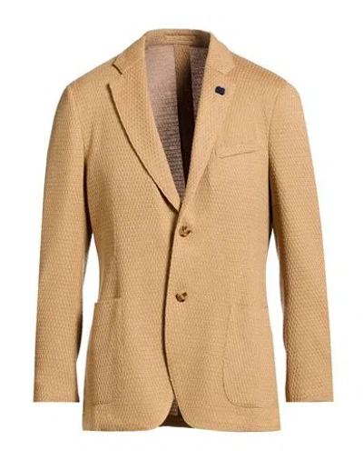 Lardini Man Blazer Sand Size 40 Virgin Wool In Nude