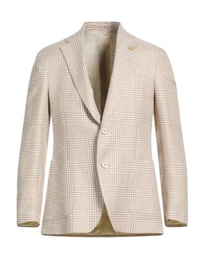 Lardini Man Blazer Sand Size 42 Cotton, Linen In Neutral