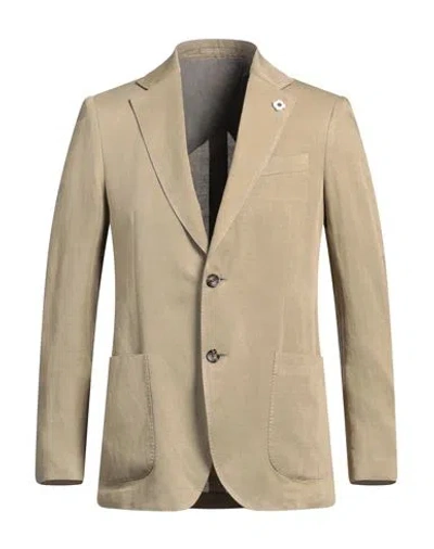 Lardini Man Blazer Sand Size 40 Linen, Viscose In Beige
