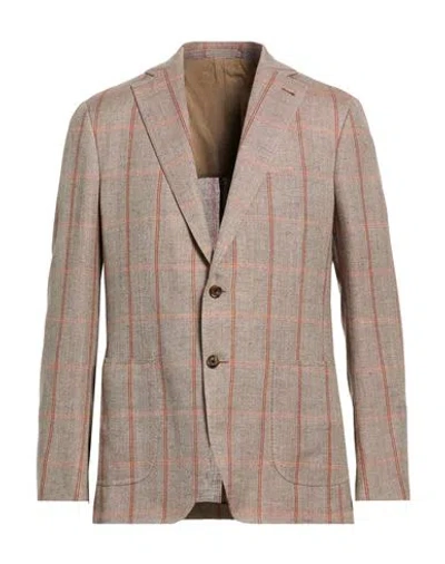 Lardini Man Blazer Sand Size 42 Wool, Linen In Neutral