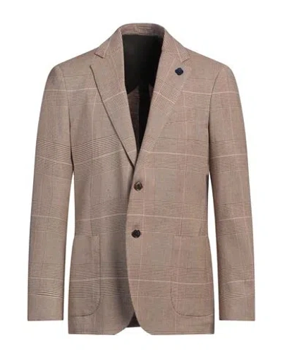 Lardini Man Blazer Sand Size 44 Linen, Cotton, Elastane In Beige