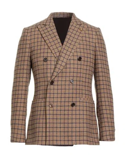 Lardini Man Blazer Sand Size 46 Wool In Brown