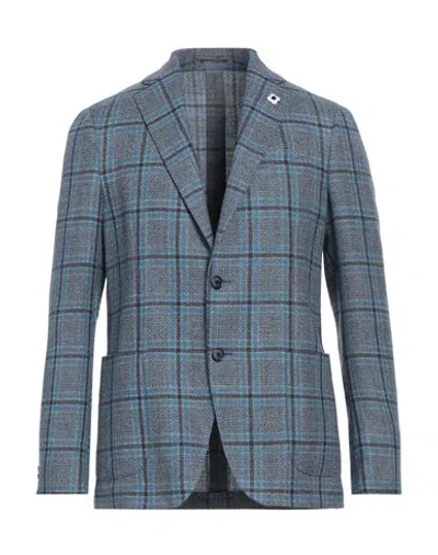 Lardini Man Blazer Slate Blue Size 38 Wool, Linen