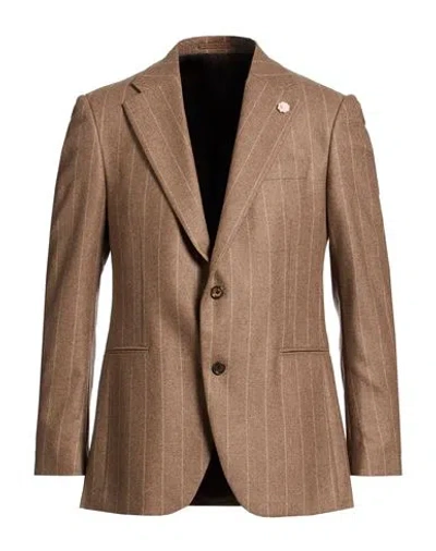 Lardini Man Blazer Taupe Size 40 Cashmere In Brown