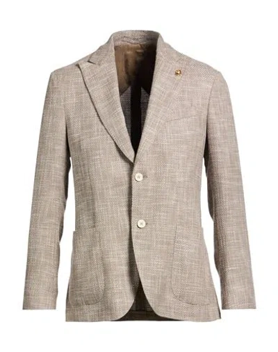 Lardini Man Blazer Taupe Size 42 Wool, Cotton, Silk, Linen In Brown