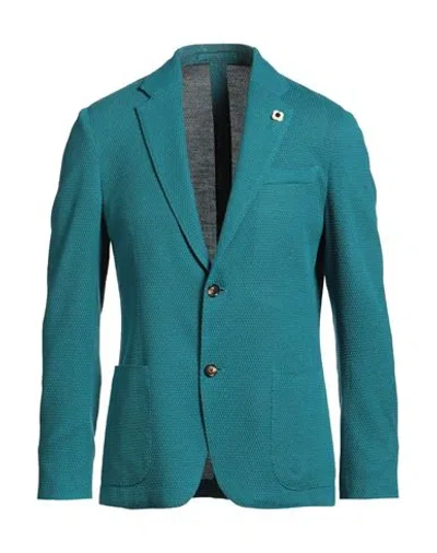 Lardini Man Blazer Turquoise Size 42 Wool In Blue