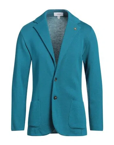 Lardini Man Blazer Turquoise Size Xl Wool In Blue