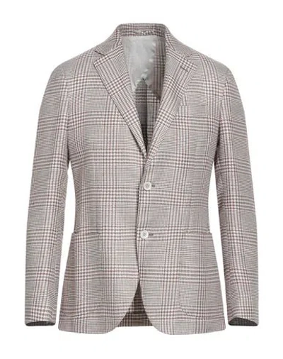 Lardini Man Blazer White Size 46 Cotton, Linen In Brown