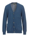 Lardini Man Cardigan Blue Size Xl Cotton