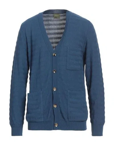 Lardini Man Cardigan Blue Size Xl Cotton