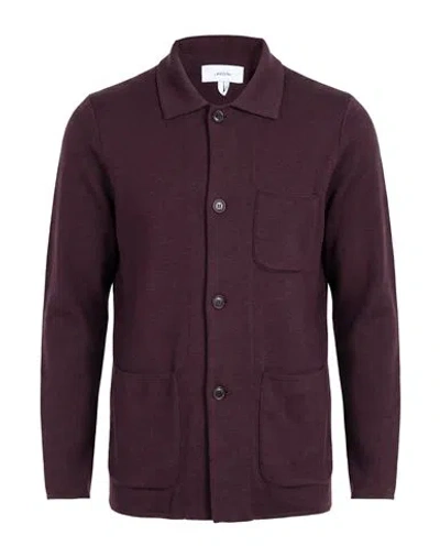 Lardini Man Cardigan Burgundy Size S Wool, Silk, Cashmere In Purple