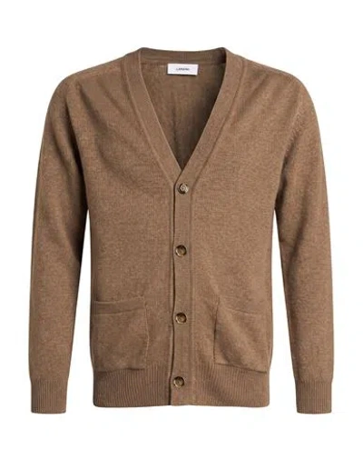 Lardini Man Cardigan Camel Size S Cashmere In Brown