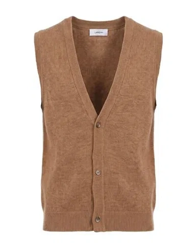 Lardini Man Cardigan Camel Size S Wool, Alpaca Wool In Multi