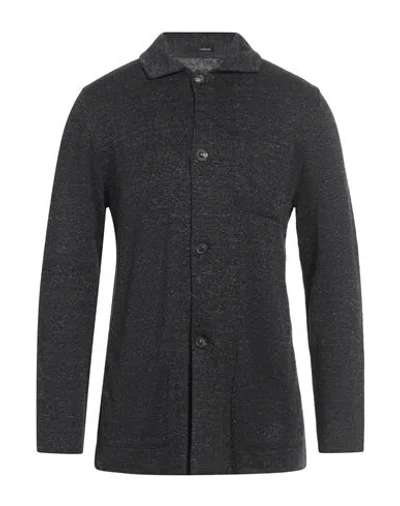 Lardini Man Cardigan Charcoal Size L Linen, Cotton In Gray