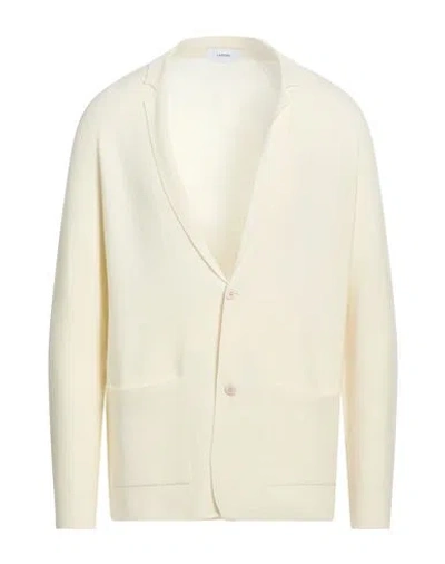 Lardini Man Cardigan Cream Size M Wool, Silk, Cashmere In White