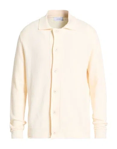 Lardini Man Cardigan Cream Size Xl Cotton, Polyamide In Yellow