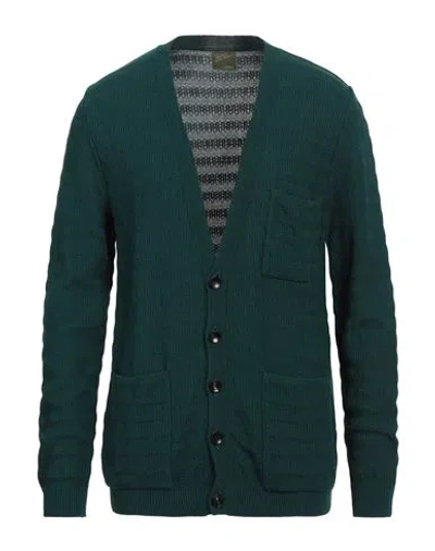 Lardini Man Cardigan Deep Jade Size L Cotton In Green