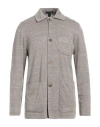Lardini Man Cardigan Light Grey Size M Linen, Cotton In Gray