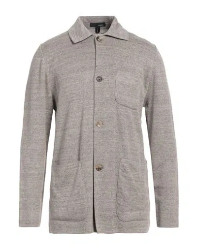 Lardini Man Cardigan Khaki Size L Linen, Cotton In Gray