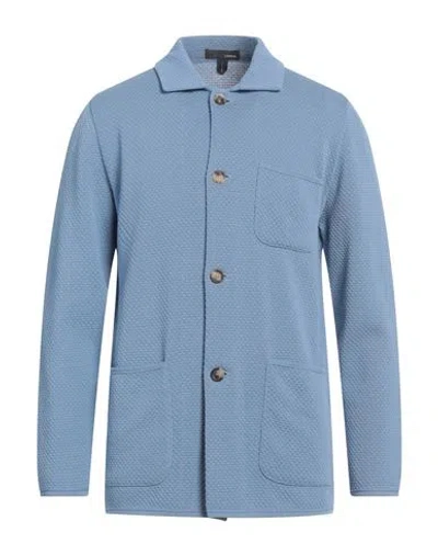 Lardini Man Cardigan Light Blue Size Xxl Cotton