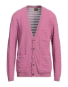 Lardini Man Cardigan Magenta Size L Cotton