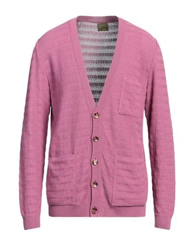 Lardini Man Cardigan Magenta Size L Cotton