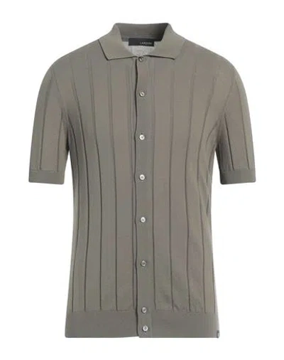 Lardini Man Cardigan Military Green Size 40 Cotton In Gray