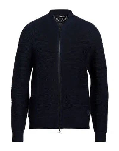 Lardini Man Cardigan Navy Size M Cotton, Polyethylene In Navy Blue