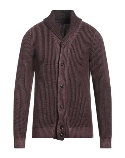 Lardini Man Cardigan Plum Size 40 Cashmere In Purple