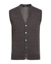 Lardini Man Cardigan Plum Size 40 Wool In Brown