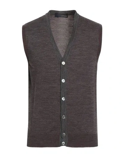 Lardini Man Cardigan Plum Size 40 Wool In Brown