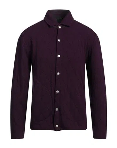 Lardini Man Cardigan Plum Size M Wool, Cashmere In Purple