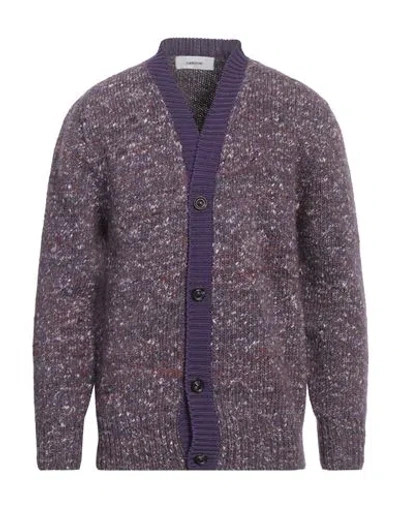 Lardini Man Cardigan Purple Size M Wool, Alpaca Wool, Silk