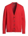 Lardini Man Cardigan Red Size L Wool In Red