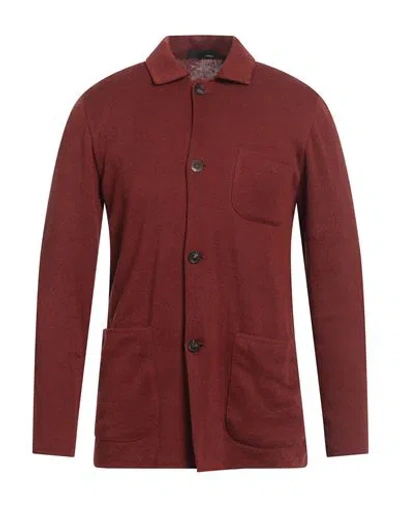 Lardini Man Cardigan Rust Size Xl Wool, Cotton