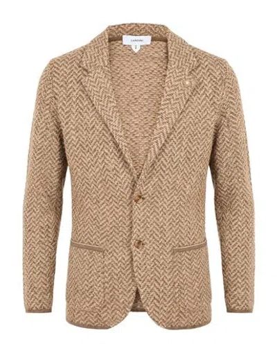 Lardini Man Cardigan Sand Size Xxl Baby Alpaca Wool, Nylon, Wool In Animal Print
