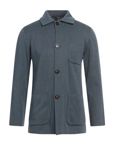 Lardini Man Cardigan Slate Blue Size Xl Cotton
