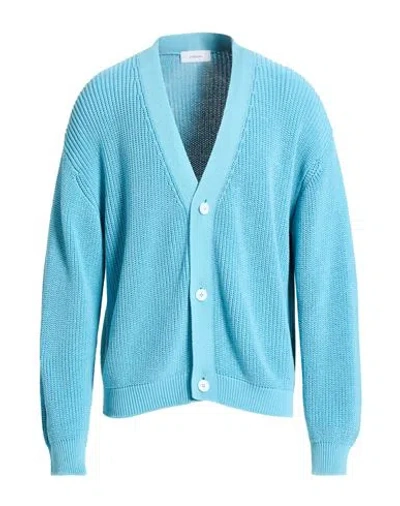 Lardini Man Cardigan Turquoise Size Xl Cotton In Blue