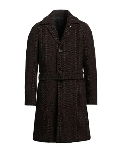 Lardini Man Coat Chocolate Brown Size 36 Wool, Cashmere In Beige