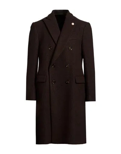Lardini Man Coat Dark Brown Size 40 Wool, Silk, Nylon, Cashmere In Black